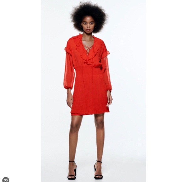 Red Ruffled dress - Picture 3 of 4